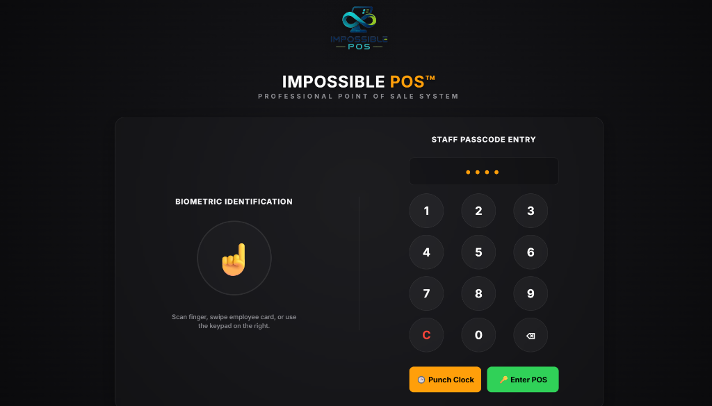 Impossible POS Biometric Login Screen